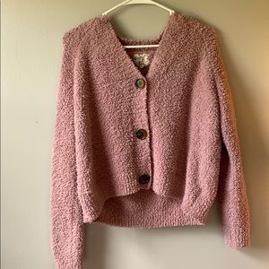 mauve/purple cardigan